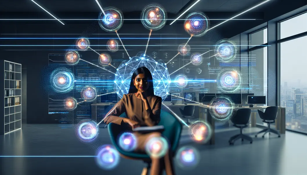 A startup founder utilizing AI interfaces to optimize business processes.