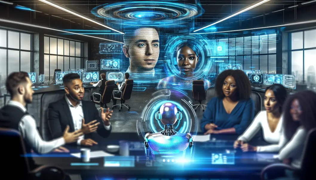 AI agents aiding startup founders in a tech-innovative environment.