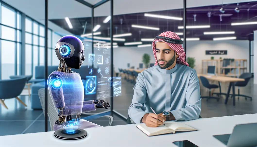 AI agents and founders collaborate in innovative workspaces.