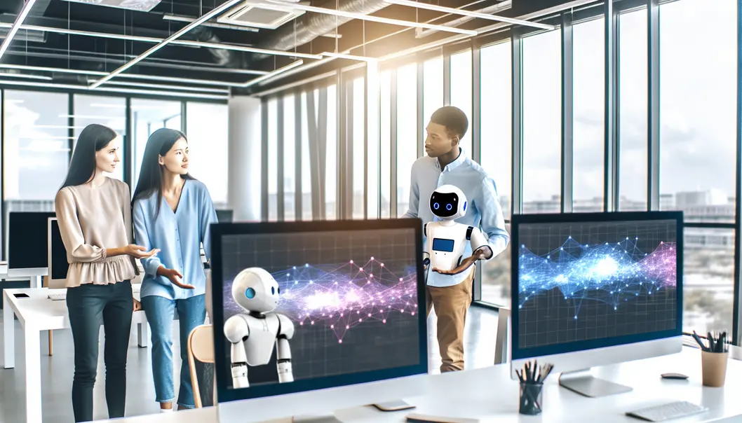 A startup founder utilizing AI interfaces to optimize business processes.